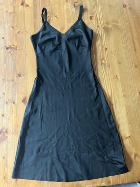 SPANX Black Midi Slip Dress with V-Neck Straps